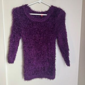 Bongo Purple Fuzzy Women's Sweater crewneck longsleeve